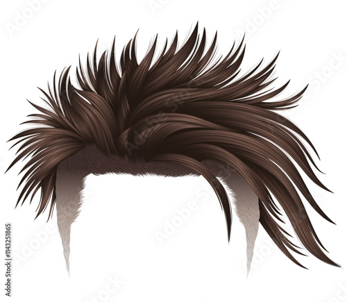 fashionable shaggy hair with shaved temples brunette brown color. beauty style.high hair styling.

