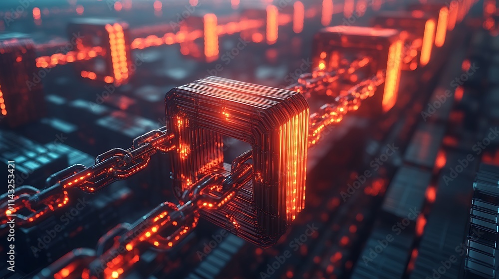 Fototapeta premium Abstract blockchain technology advancements in digital graphic design