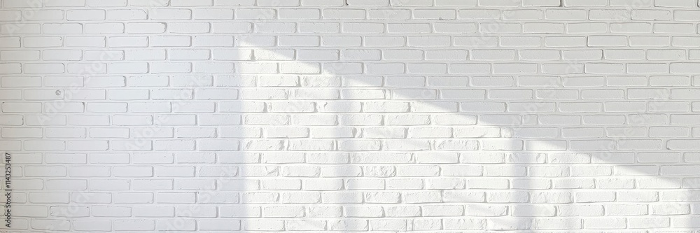 Fototapeta premium White brick wall with slight texture and soft shadows, suitable for backgrounds in design projects, white brick wall, texture, surface