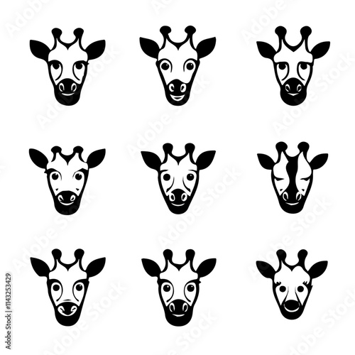 set of animals head vector style