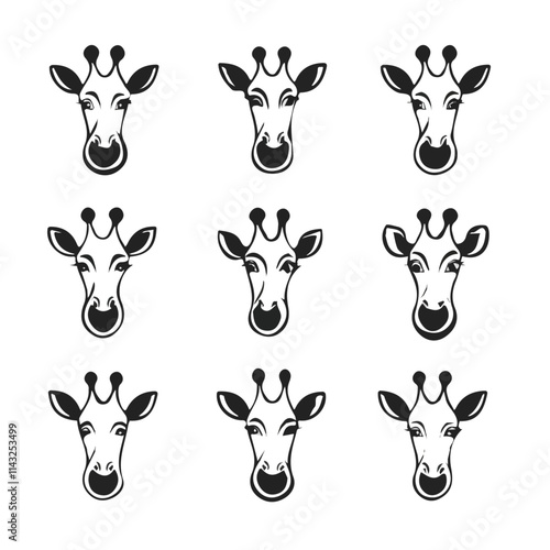 Canvas Print set of animals head vector style