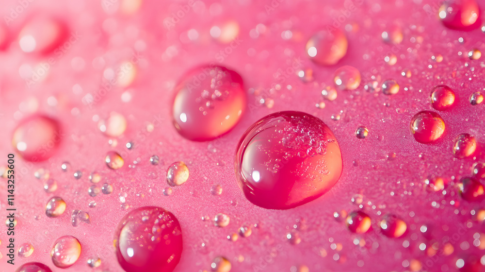 Vibrant soda-like droplets scattered on a neon pink background. Vibrant soda-like droplets scattered on a neon pink background.