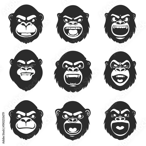 set of animals head vector style