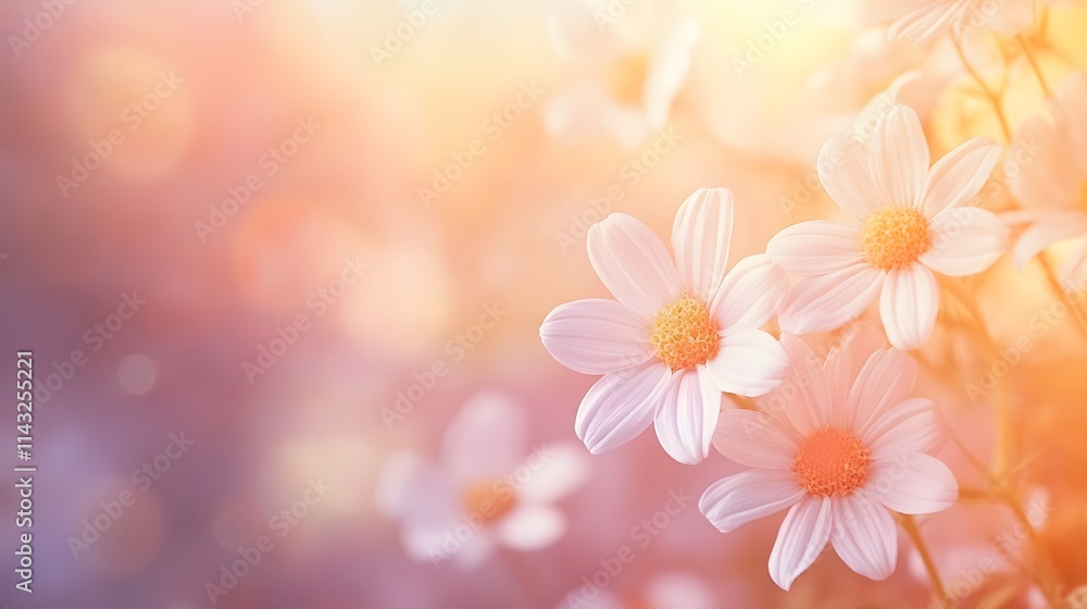 Delicate Pink Flowers Bask In Warm Sunlight Delicate Pink Flowers Bask In Warm Sunlight