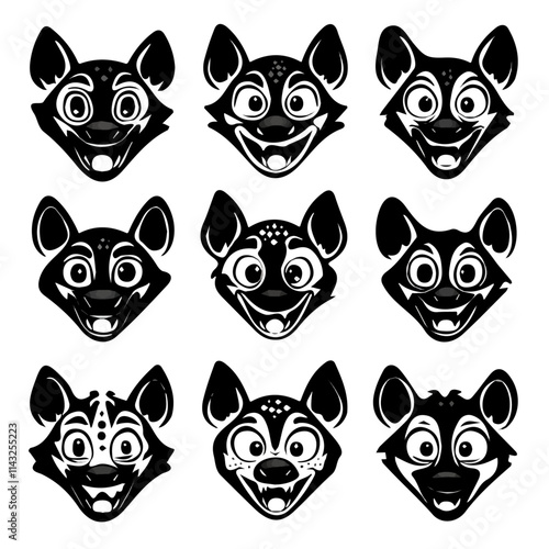 set of animals head vector style