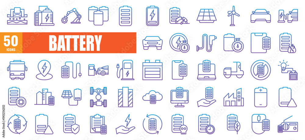 Battery Gradien Icon set Battery Gradien Icon set