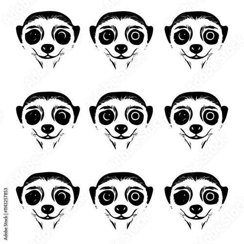 Photography set of animals head vector style