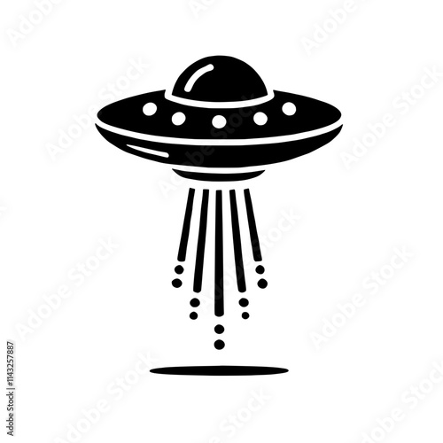 UFO icon: A sleek, modern icon depicting a UFO with a beam of light shooting down. The icon is perfect for use in presentations, websites, and social media.  