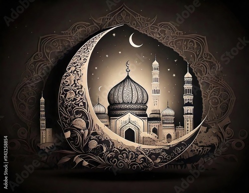 Crescent Moon Mosque Islamic Art photo