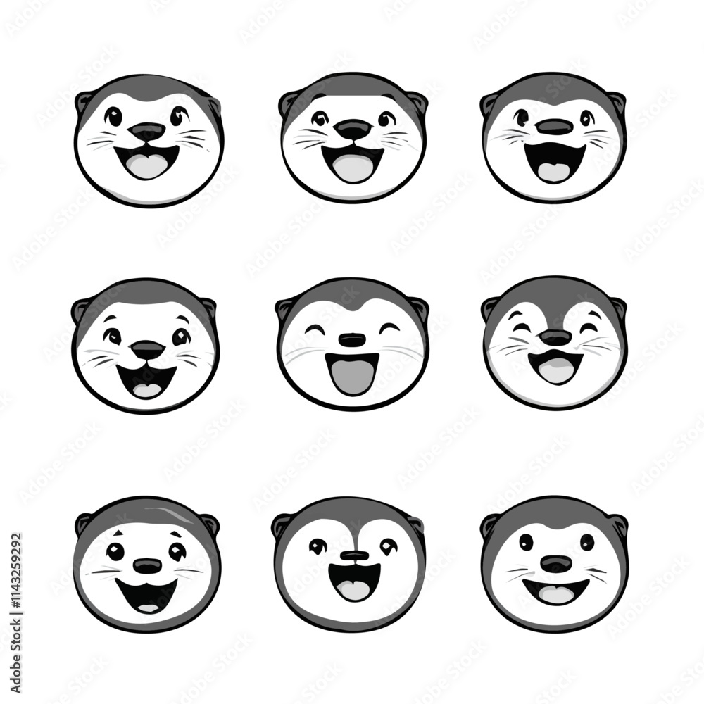 set of animals head vector style set of animals head vector style