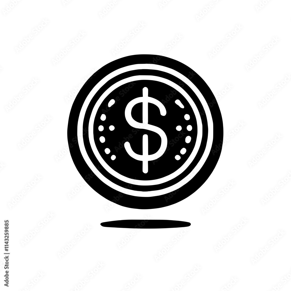 Dollar Coin Icon: A sleek, modern icon depicting a dollar coin. Perfect for finance, banking, and business-related projects. Dollar Coin Icon: A sleek, modern icon depicting a dollar coin. Perfect for finance, banking, and business-related projects.