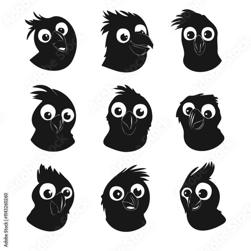 Photography set of animals head vector style