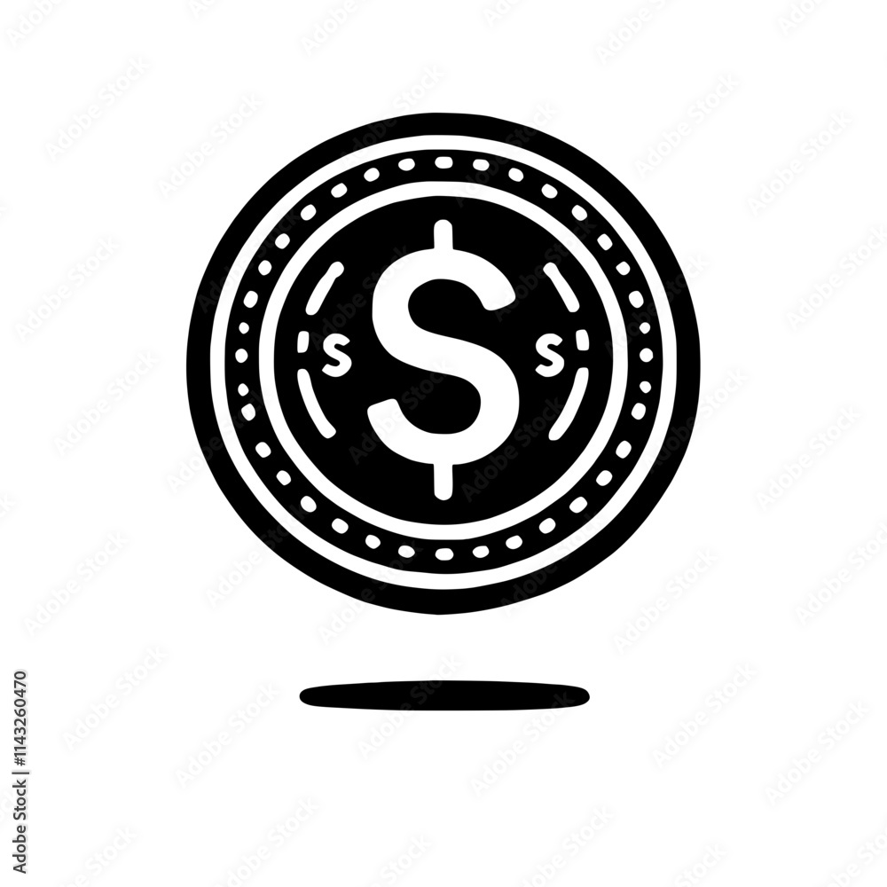 Floating Dollar Coin Icon Floating Dollar Coin Icon