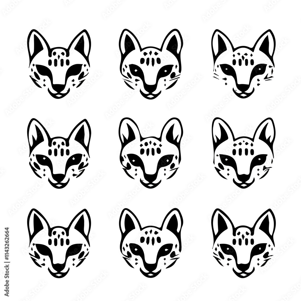 Fototapeta premium set of animals head vector style