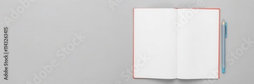Blank book with plain grey cover isolated on neutral background for easy design replacement, writing, isolated