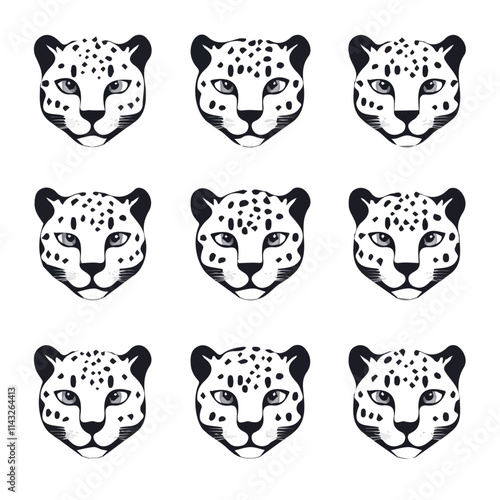 Photography set of animals head vector style
