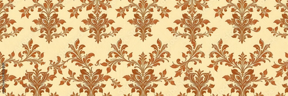 Elegant and intricate Seamless Damask wallpaper design with floral motifs and ornate patterns, wrapping paper, wallpaper, floral