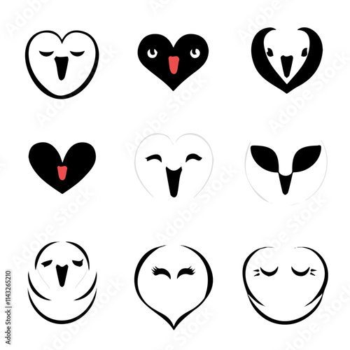 set of animals head vector style