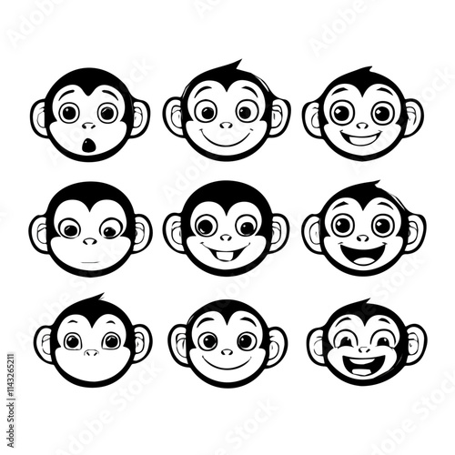 Photography set of animals head vector style
