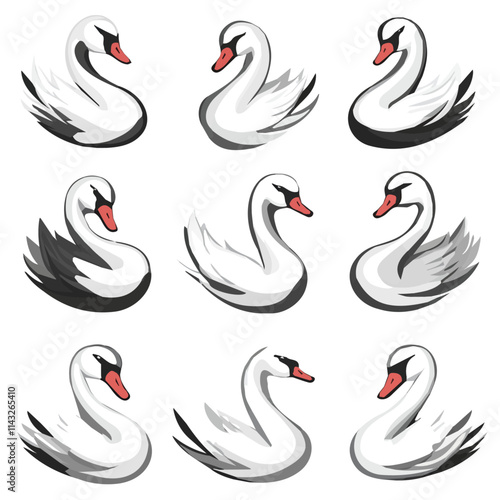 set of animals head vector style