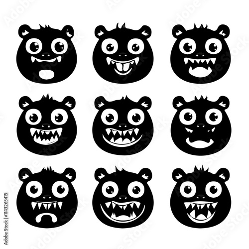 Photography set of animals head vector style