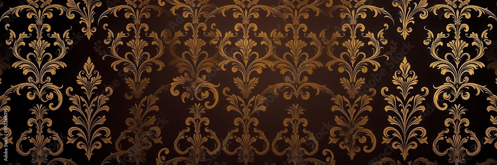 Intricate seamless damask wallpaper design with gothic elements, background, baroque, vintage Intricate seamless damask wallpaper design with gothic elements, background, baroque, vintage