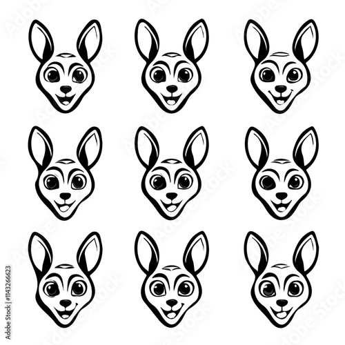set of animals head vector style