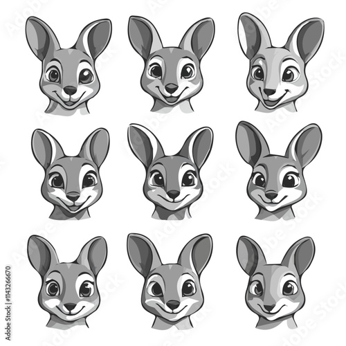 set of animals head vector style