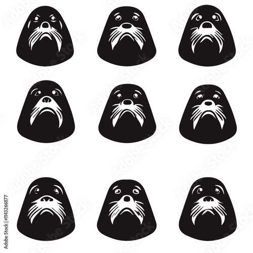 set of animals head vector style
