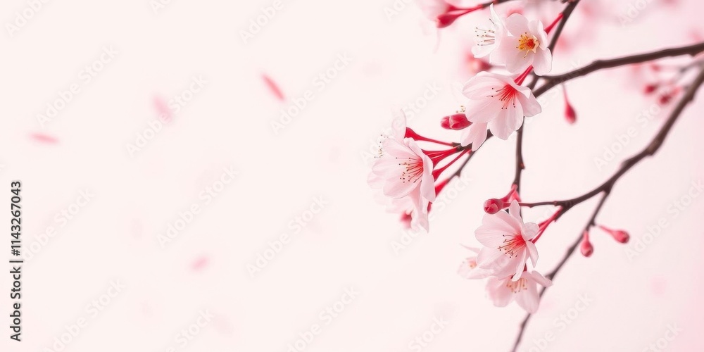Pink sakura petals falling gently against a blurred background, romantic, soft, pink Pink sakura petals falling gently against a blurred background, romantic, soft, pink