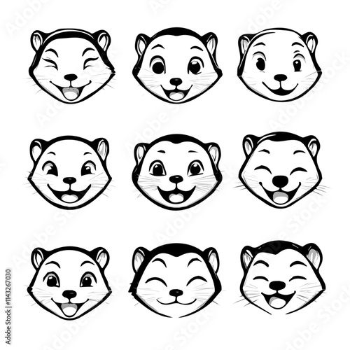 set of animals head vector style