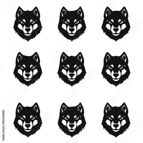 set of animals head vector style