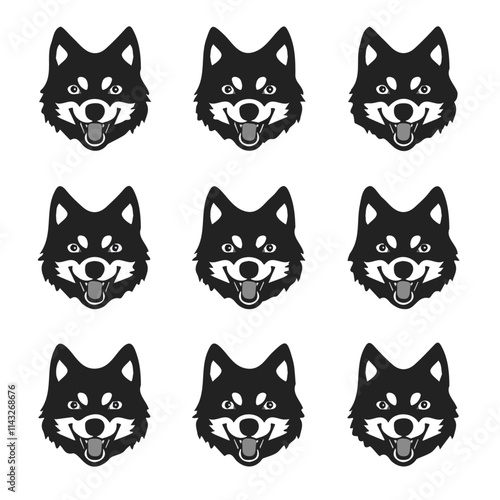 set of animals head vector style