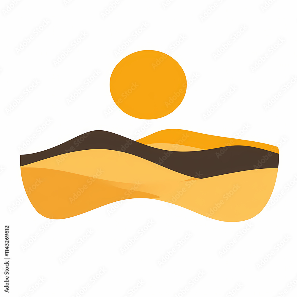 Minimalist vector logo design of abstract desert dunes