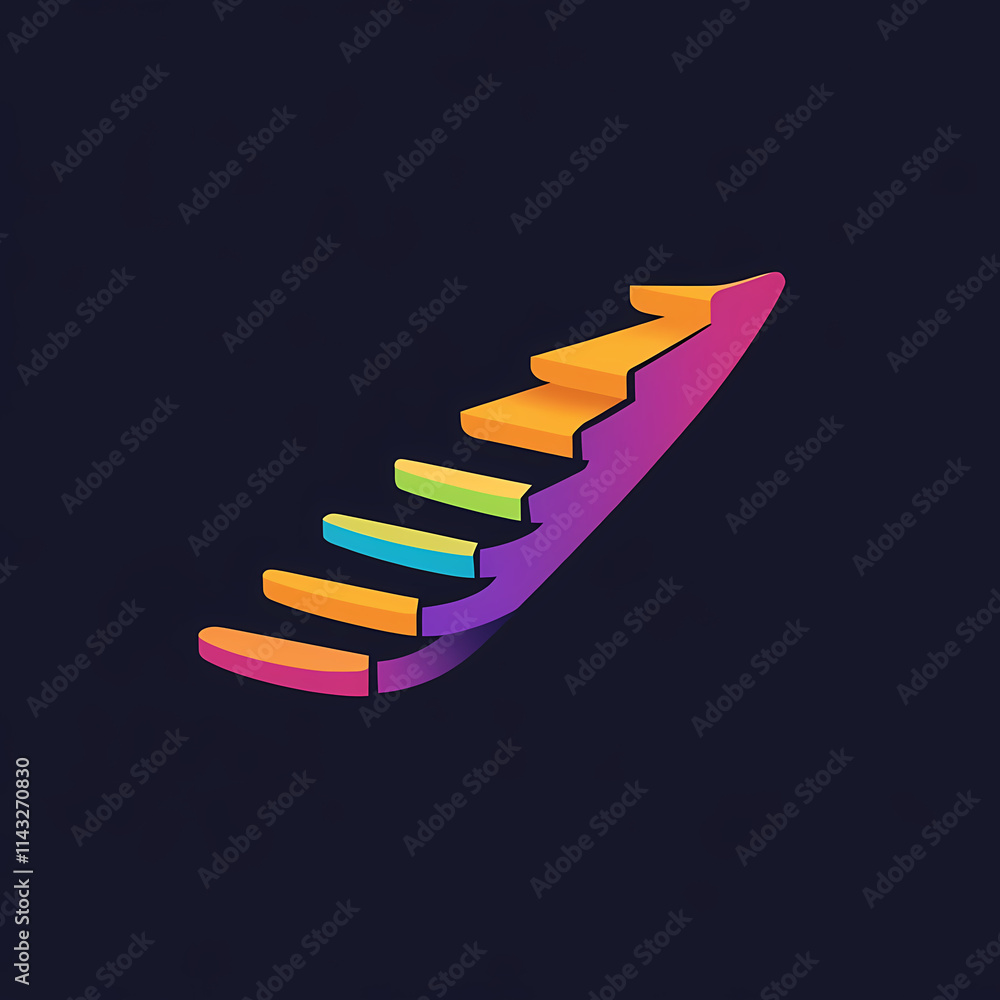 Minimalist vector logo design of ascending steps creating innovation Minimalist vector logo design of ascending steps creating innovation