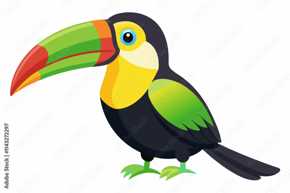 Beautiful Keel Billed Toucan bird white background vector illustration Beautiful Keel Billed Toucan bird white background vector illustration