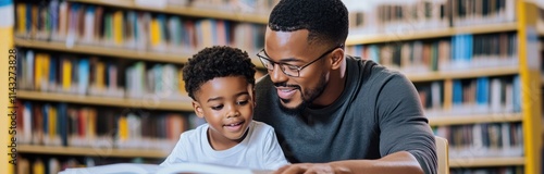 Mentoring Moment: Male Teacher Counsels Young Student in Library