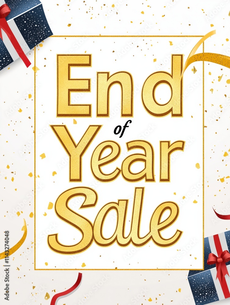 Naklejka premium End of Year Sale Generative AI Christmas and New Year Online Shopping Discounts Banner