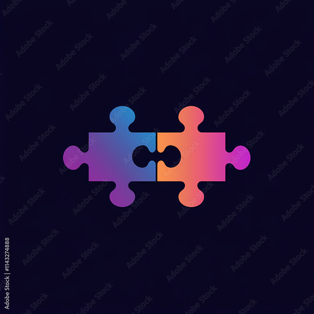 Minimalist vector logo design of interlocking puzzle pieces Minimalist vector logo design of interlocking puzzle pieces