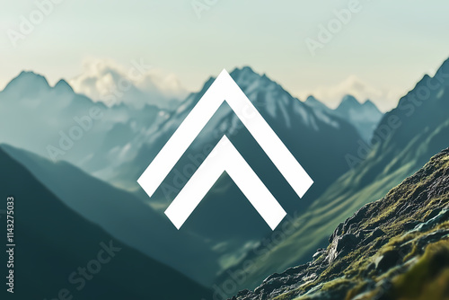 Minimalist vector logo design of intersecting mountain peaks photo