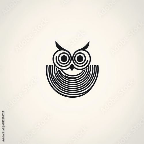 Minimalist vector logo design of nested circles forming an owl