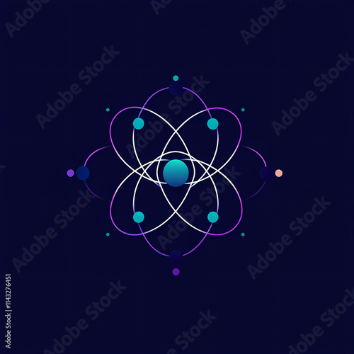 Minimalist vector logo design of quantum computing pattern