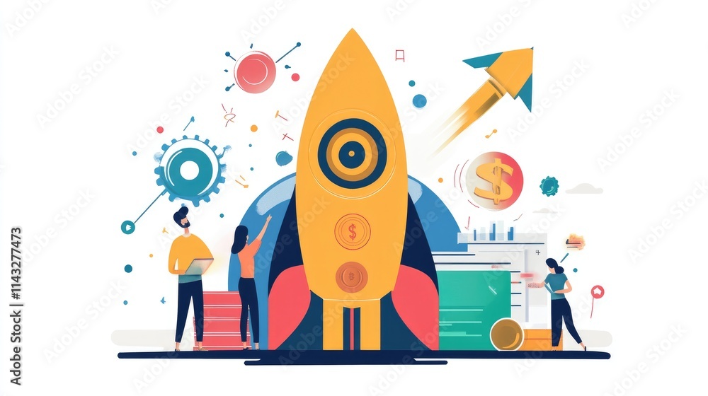 startup funding flat design front view entrepreneurship animation Triadic Color Scheme startup funding flat design front view entrepreneurship animation Triadic Color Scheme