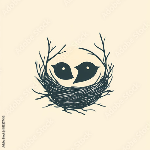Minimalist vector logo design of startup incubator nest
