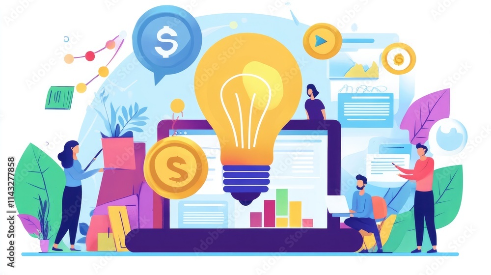 startup funding flat design front view entrepreneurship animation Triadic Color Scheme startup funding flat design front view entrepreneurship animation Triadic Color Scheme