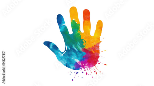 Colorful handprint transparent background