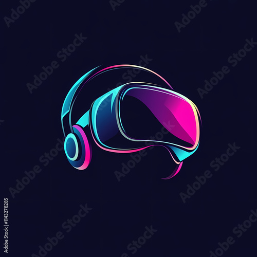 Minimalist vector logo design of virtual reality portal