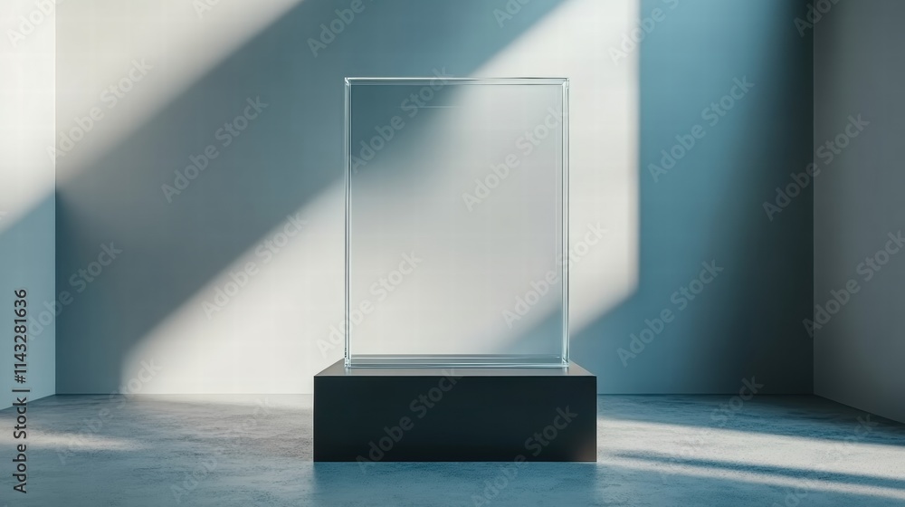 Minimalist Display Case with Soft Natural Light in Modern Room Minimalist Display Case with Soft Natural Light in Modern Room