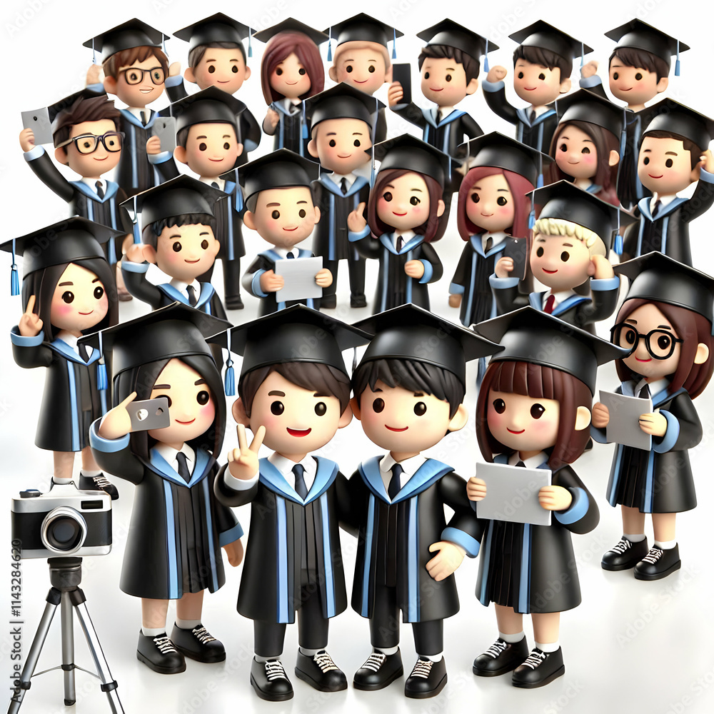 3D Graduate Group Photo Outdoors with Classmates, Ample Left Copy Space for Text or Branding, Capturing Friendship and Success 3D Graduate Group Photo Outdoors with Classmates, Ample Left Copy Space for Text or Branding, Capturing Friendship and Success