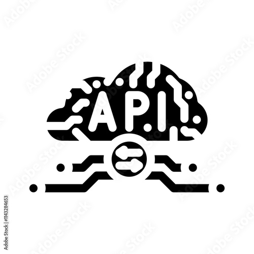 api connection cloud computing glyph icon vector. api connection cloud computing sign. isolated symbol illustration
